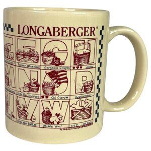 Vintage Longaberger Basket Alphabet Quilt Design Ceramic Coffee Mug Cup ABC